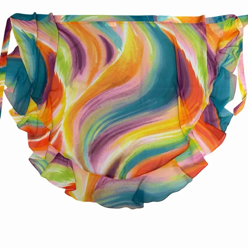 Bleu Rod Beattie Women Chiffon Sarong Cover-Up Beachwear Wrap Size M Multicolor